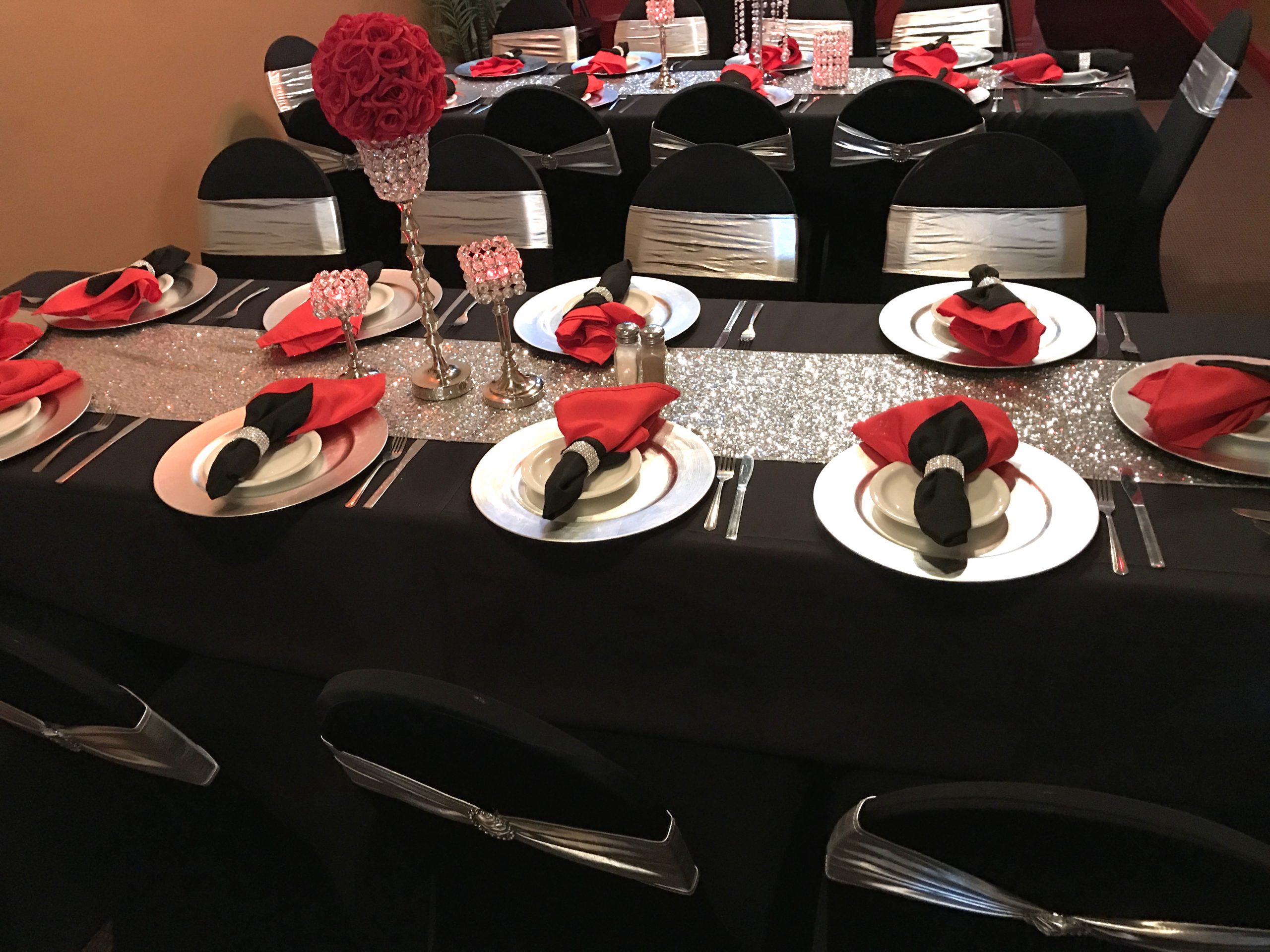 Black, Red and Silver Birthday Setup Birthday Party Ideas
